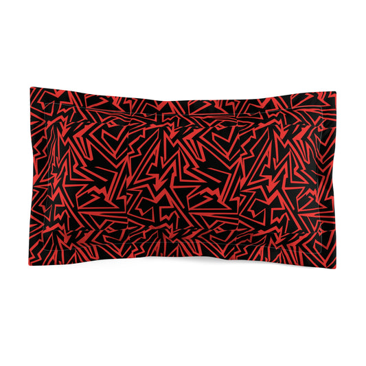 Bold Modern Microfiber Pillow Sham | Cozy Bedroom Decor, Gifts for Home, Contemporary Bedding, Stylish Accent, Red and Black Design