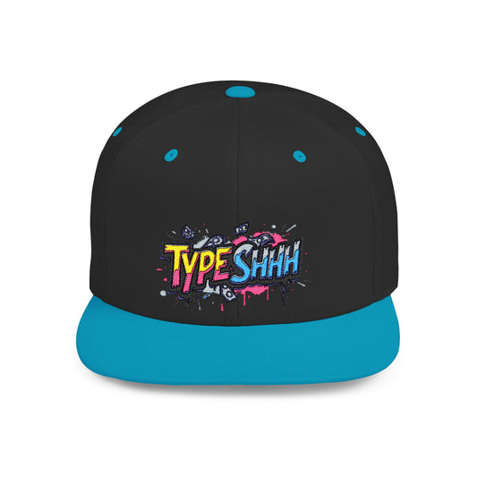 Colorful 'Type Shhh' Flat Bill Snapback Hat for Trendsetters