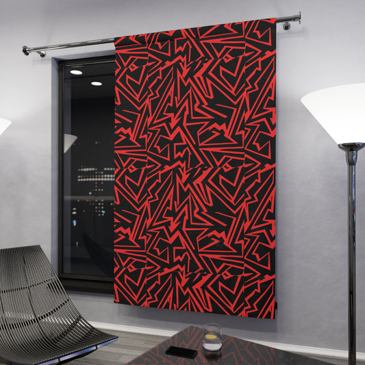 Bold Geometric Window Curtains, Modern Home Decor, Abstract Red and Black Drapes, Room Darkening Curtains, Statement Curtains